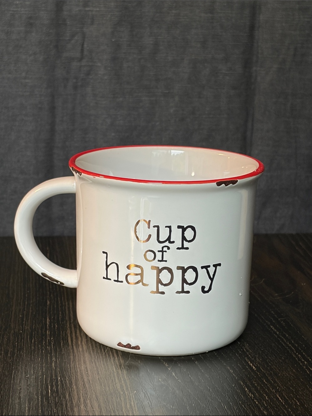 NATURAL LIFE White Mug with Red Rim "Cup of happy"